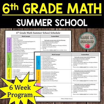 Preview of 6th Grade Math Summer School