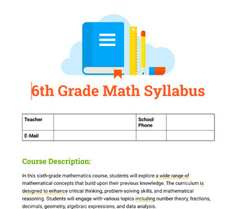 Preview of 6th Grade Math Syllabus