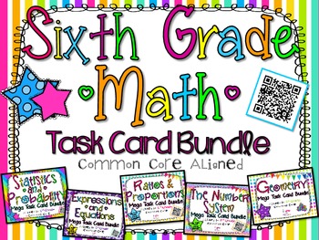 6th Grade Math Task Card Bundle **ALL COMMON CORE DOMAINS** by Felicia ...