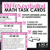 6th Grade Math Task Cards Differentiated Math Centers 6.NS