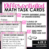 6th Grade Math Task Cards Differentiated Math Centers Equa