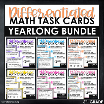 Preview of 6th Grade Math Task Cards | Differentiated Math Centers Yearlong Bundle