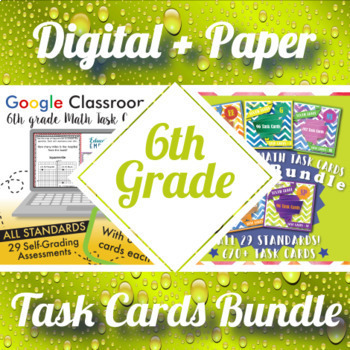 Preview of 6th Grade Math Task Cards Digital and Paper MEGA Bundle ⭐ Google and PDF Formats