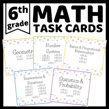 Preview of 6th Grade Math Task Cards | EOG Review Bundle