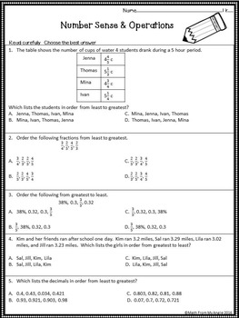 grade math 6th test practice number sense operation