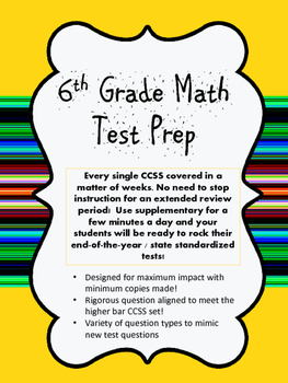 Preview of 6th Grade Math Test Prep End Of The Year Review