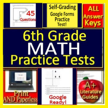 Preview of 6th Grade Math Test Prep Printable & SELF-GRADING GOOGLE FORMS!