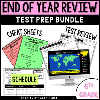 Preview of 6th Grade Math Test Prep Review Worksheets and Reference Sheets - Spiral Review