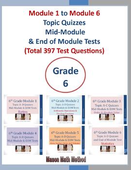 Preview of 6th Grade Math Tests & Quizzes Entire Year CCSS Aligned Module 1-6 DISTANCE