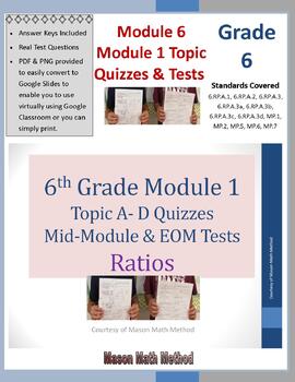 Preview of 6th Grade Math Tests & Quizzes Module 1 Ratios, Rates, Percent DISTANCE LEARNING