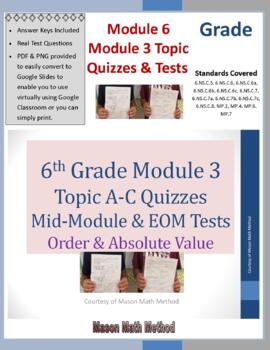 Preview of 6th Grade Math Tests & Quizzes Module 3 Rational Numbers DISTANCE LEARNING