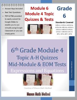 Preview of 6th Grade Math Tests & Quizzes Module 4 Expressions & Equations  DISTANCE LEARN