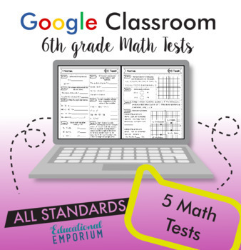 Preview of 6th Grade Math Tests for Google Classroom™ ⭐ Digital Math Assessments