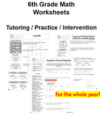 6th Grade Math Tutoring / Intervention / Practice Workshee