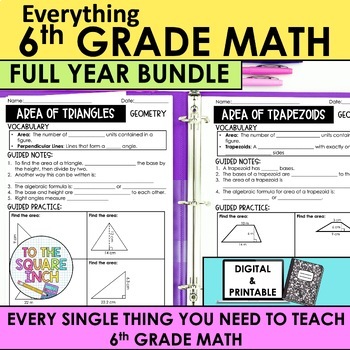 Preview of 6th Grade Math Ultimate Curriculum Bundle | Notes, Task Cards, Activities + More