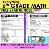 6th Grade Math Ultimate Curriculum Bundle | Notes, Task Ca