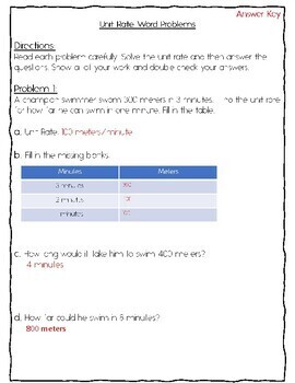 6th Grade Math: Unit Rate Word Problems by The Posh Pencil ...