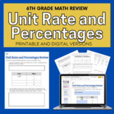 6th Grade Math Unit Rate and Percentages Review | Digital 