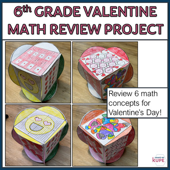 Preview of 6th Grade Math Valentine Review Cube Project