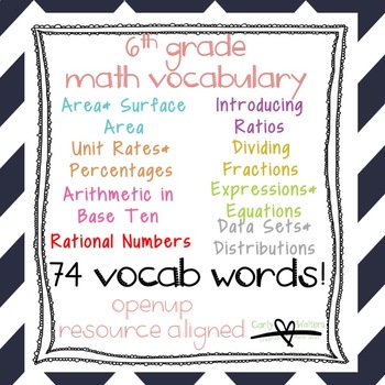 Preview of 6th Grade Math Vocabulary Bundle: Word Wall and Student Vocab Sheets