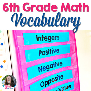 Preview of 6th Grade Math Vocabulary Cards for Word Wall Back to School