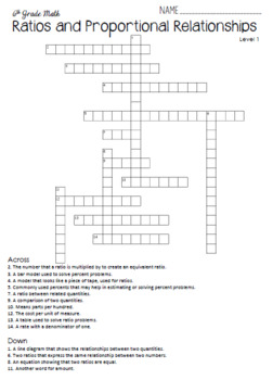 6th grade math vocabulary crossword puzzles by teach me