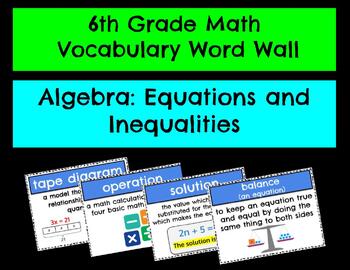 Preview of 6th Grade Math Vocabulary_Equations and Inequalities