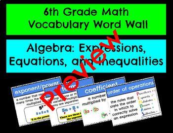 Preview of 6th Grade Math Vocabulary_Expressions, Exponents, and Properties