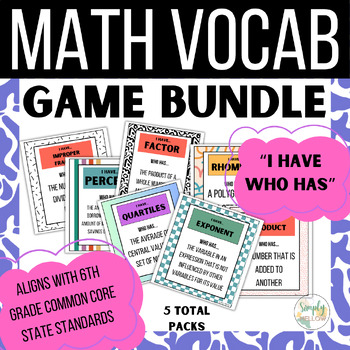Preview of 6th Grade Math Vocabulary Game - Review Activity