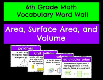 Preview of 6th Grade Math Vocabulary_Geometry: Area, Surface Area, and Volume