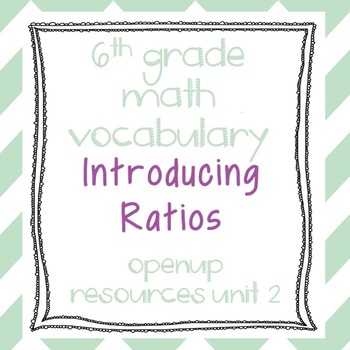 Preview of 6th Grade Math Vocabulary: Introducing Ratios