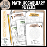 6th Grade Math Vocabulary Puzzles Bundle: Word Searches, C
