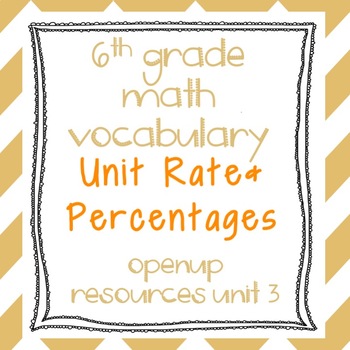 Preview of 6th Grade Math Vocabulary: Unit Rates and Percentages