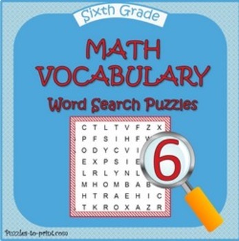 sixth grade math word search pack by puzzles to print tpt