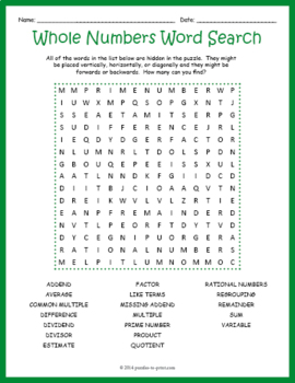 Sixth Grade Math Word Search Pack by Puzzles to Print | TpT