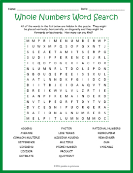 sixth grade math word search puzzle worksheet pack by puzzles to print