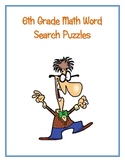 6th Grade Math Vocabulary Word Search Puzzles