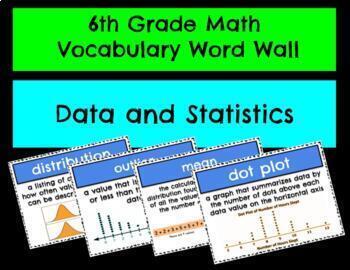 Preview of 6th Grade Math Vocabulary Word Wall -- Data and Statistics