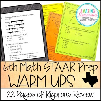 Preview of 6th Grade Math Warm Ups - STAAR Review & Prep