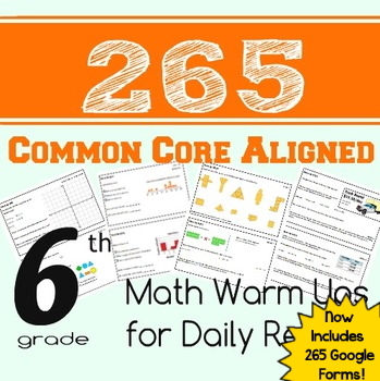 Preview of 6th Grade Math Warm Ups or Daily Review - Google Forms PDFs & Word Versions