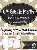 6th Grade Math Basic Skills Warm-ups