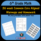 6th Grade Math Weekly Warmups and Homework