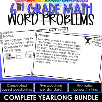Preview of 6th Grade Math Word Problems | Math Spiral Review | Math Test Prep YEARLONG