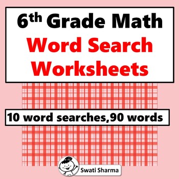 6th Grade Math, Word Search Worksheets by Swati Sharma | TpT