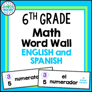 Preview of 6th Grade Math Word Wall Cards - ENGLISH AND SPANISH
