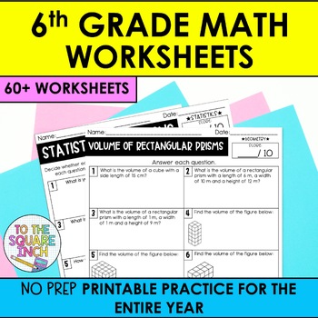 Preview of 6th Grade Math Worksheets | Full Year Handouts and Printouts | Independent Work