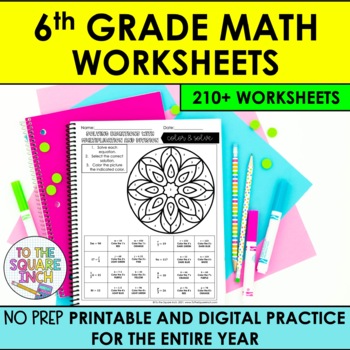 Preview of 6th Grade Math Worksheets | Full Year 6th Grade Math Printouts