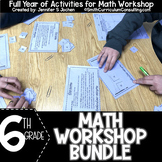 6th Grade Math Workshop Activity Bundle - Math Station - M