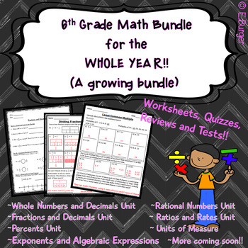 Preview of 6th Grade Math Year Long GROWING Bundle