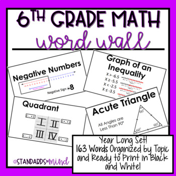 Preview of 6th Grade Math Word Wall